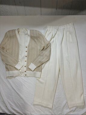 San Remo 3-Pc Cream Gold Metallic Knit Set - Size M